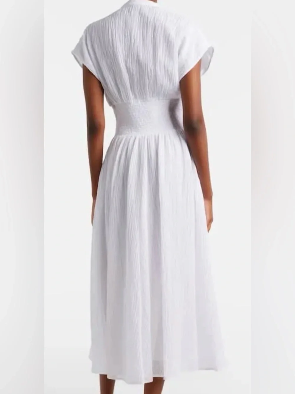 Linen And Cotton Midi Dress - White -NWT -S